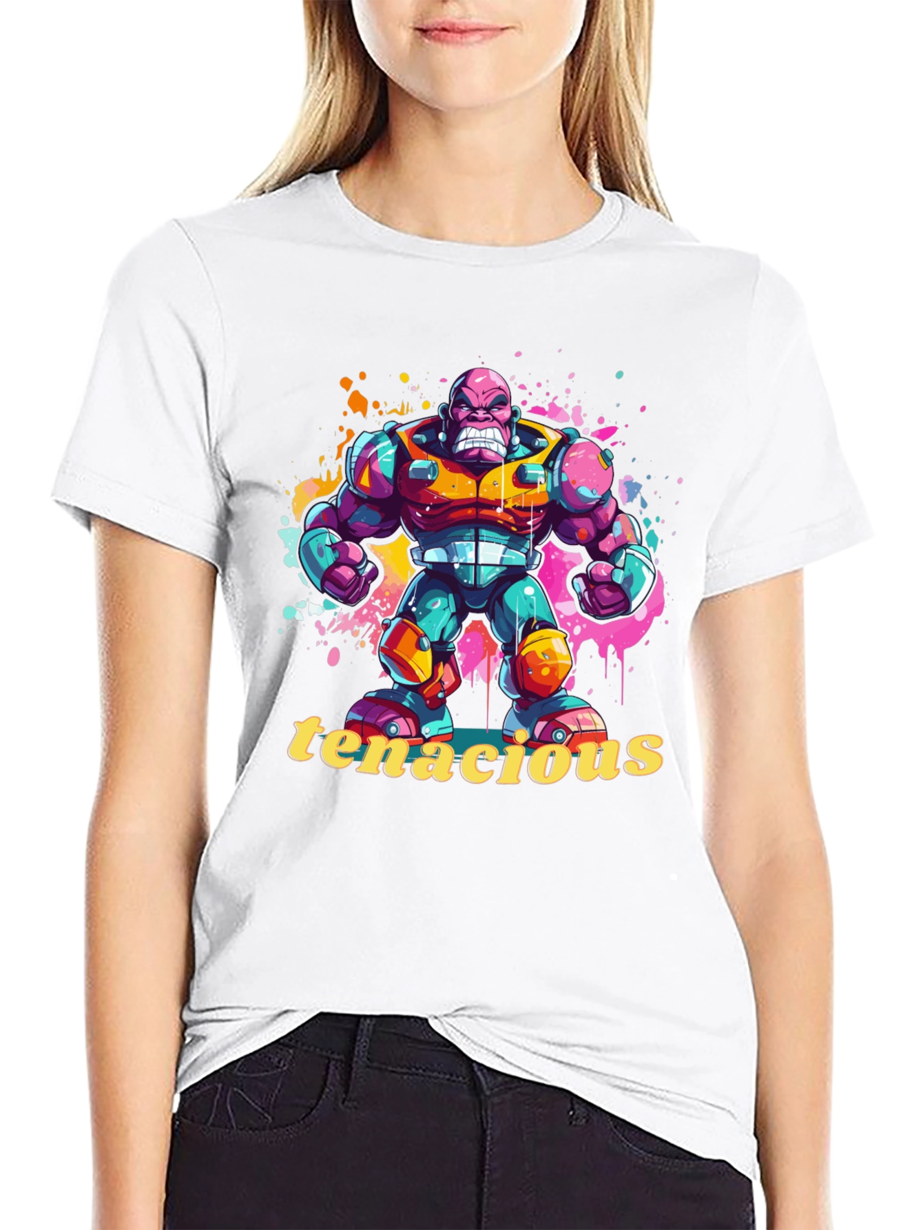 Tenacious Cartoon Character Black T-Shirt