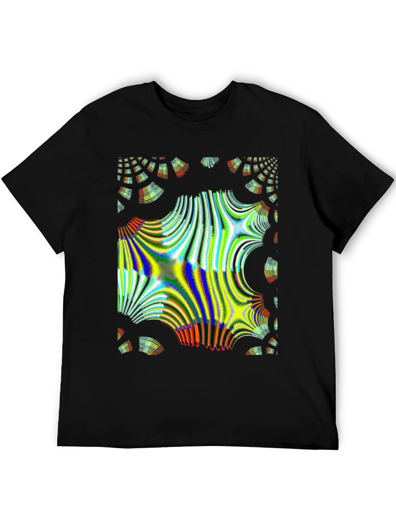 Abstract Fractal Design Black T-Shirt