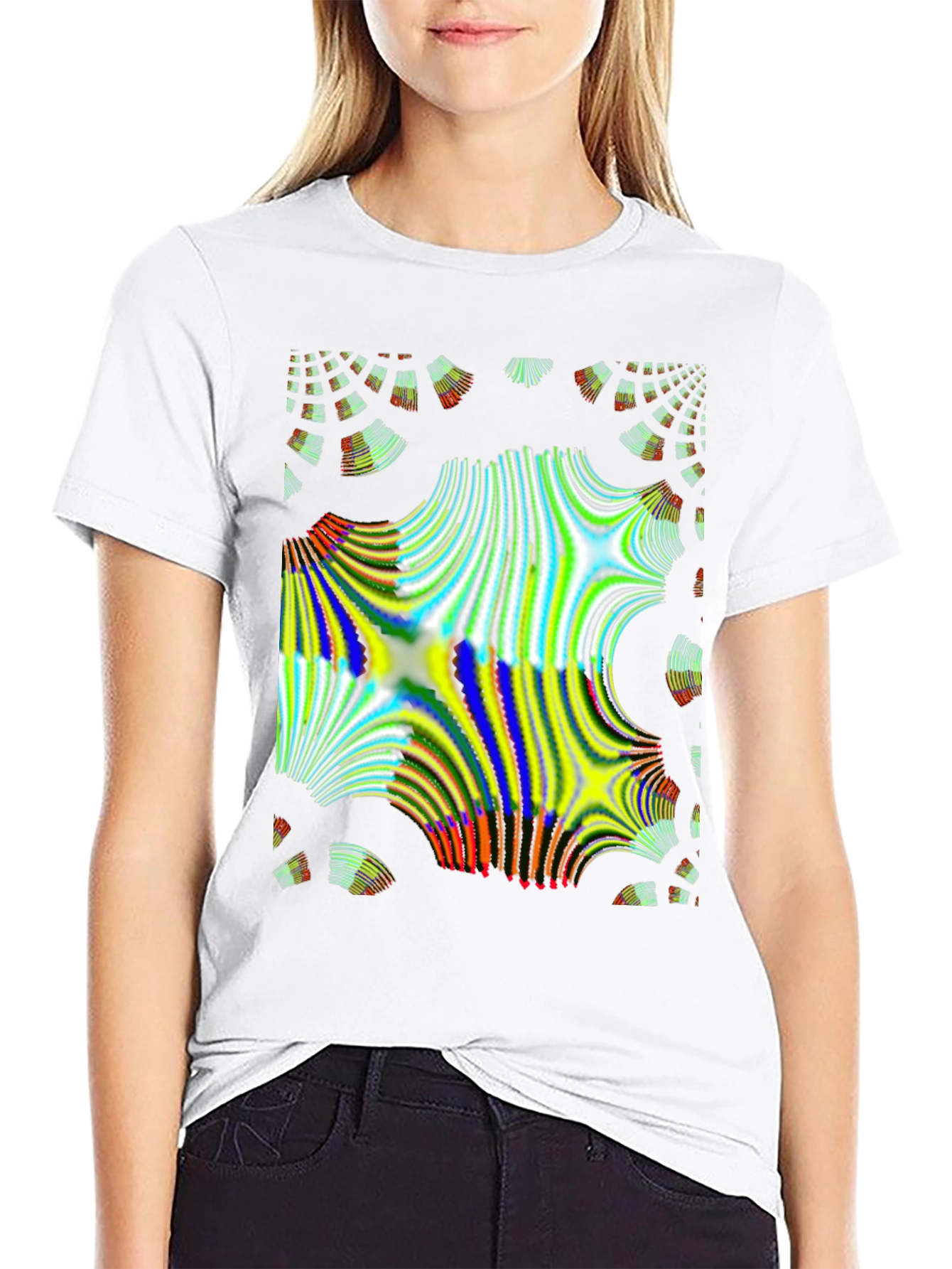 Abstract Fractal Design Black T-Shirt
