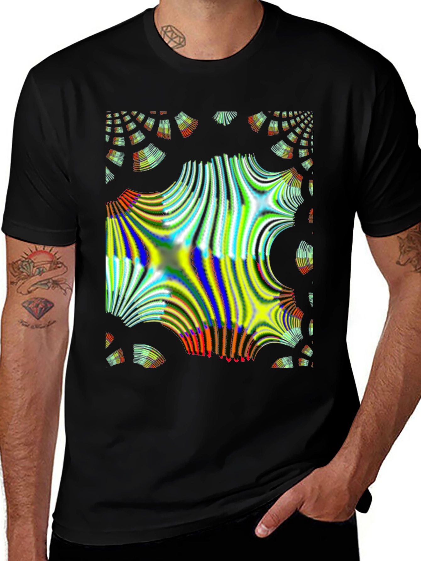 Abstract Fractal Design Black T-Shirt