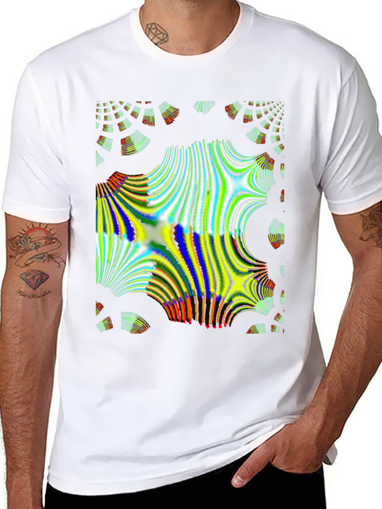 Abstract Fractal Design Black T-Shirt