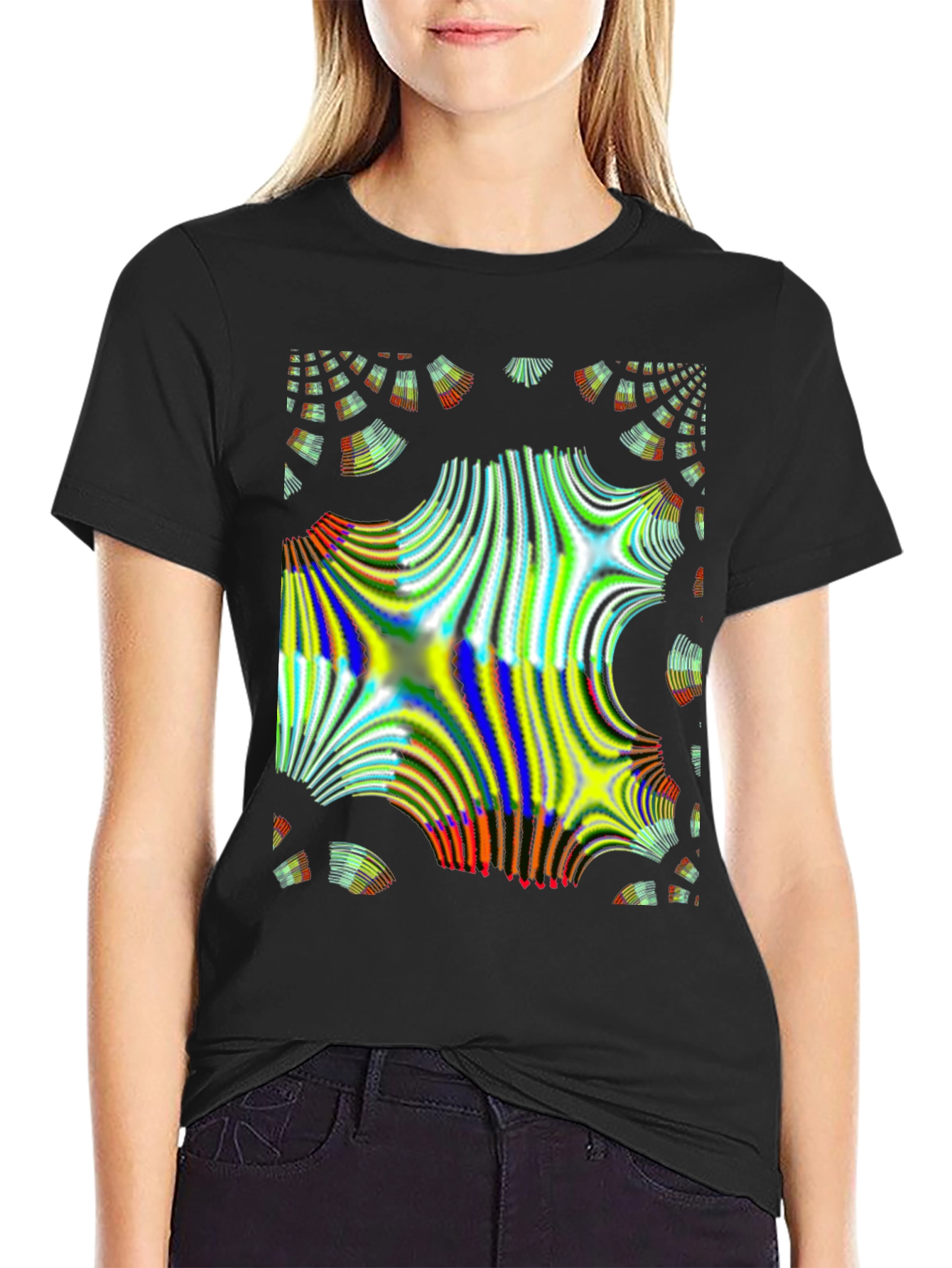 Abstract Fractal Design Black T-Shirt