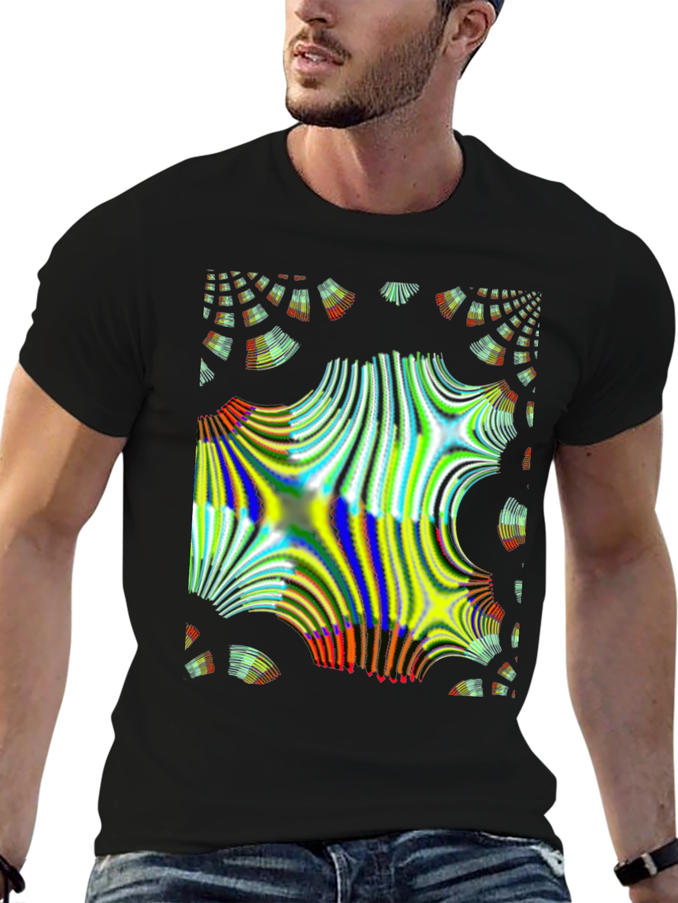 Abstract Fractal Design Black T-Shirt