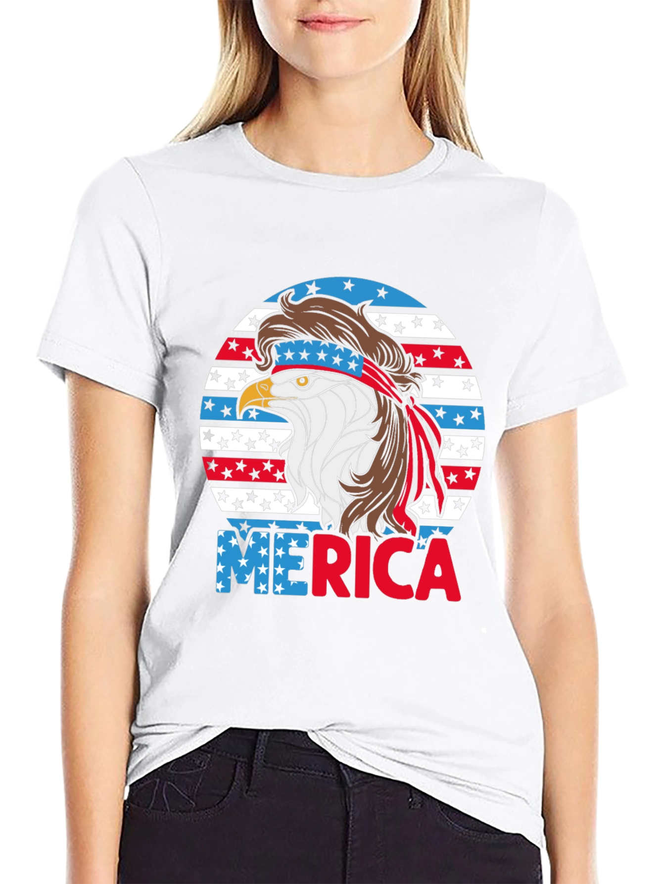 Patriotic Eagle Mullet T-Shirt - USA Pride Tee