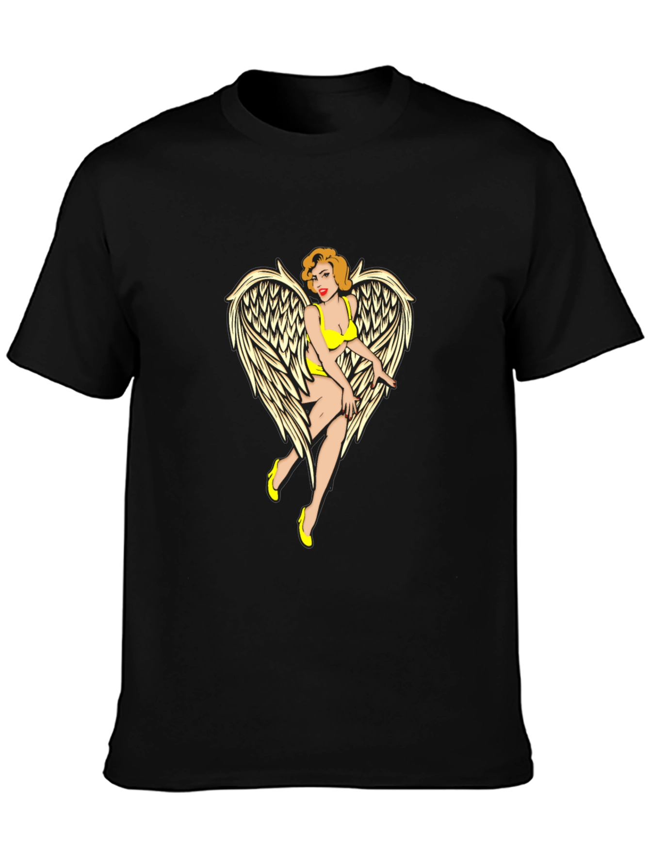 Angel Pin-Up Graphic Tee - Black