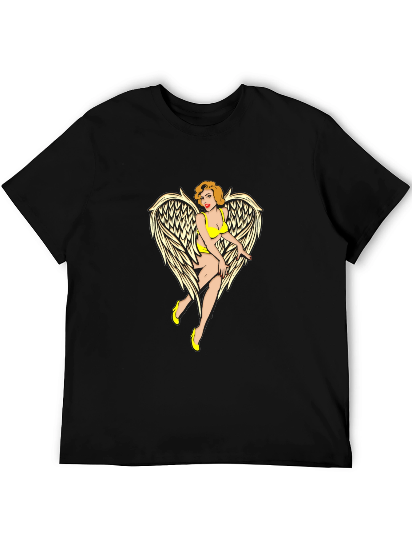Angel Pin-Up Graphic Tee - Black
