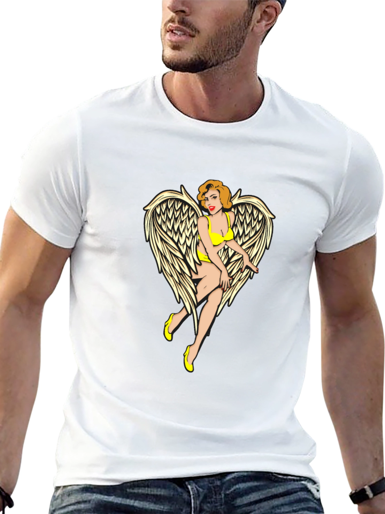 Angel Pin-Up Graphic Tee - Black