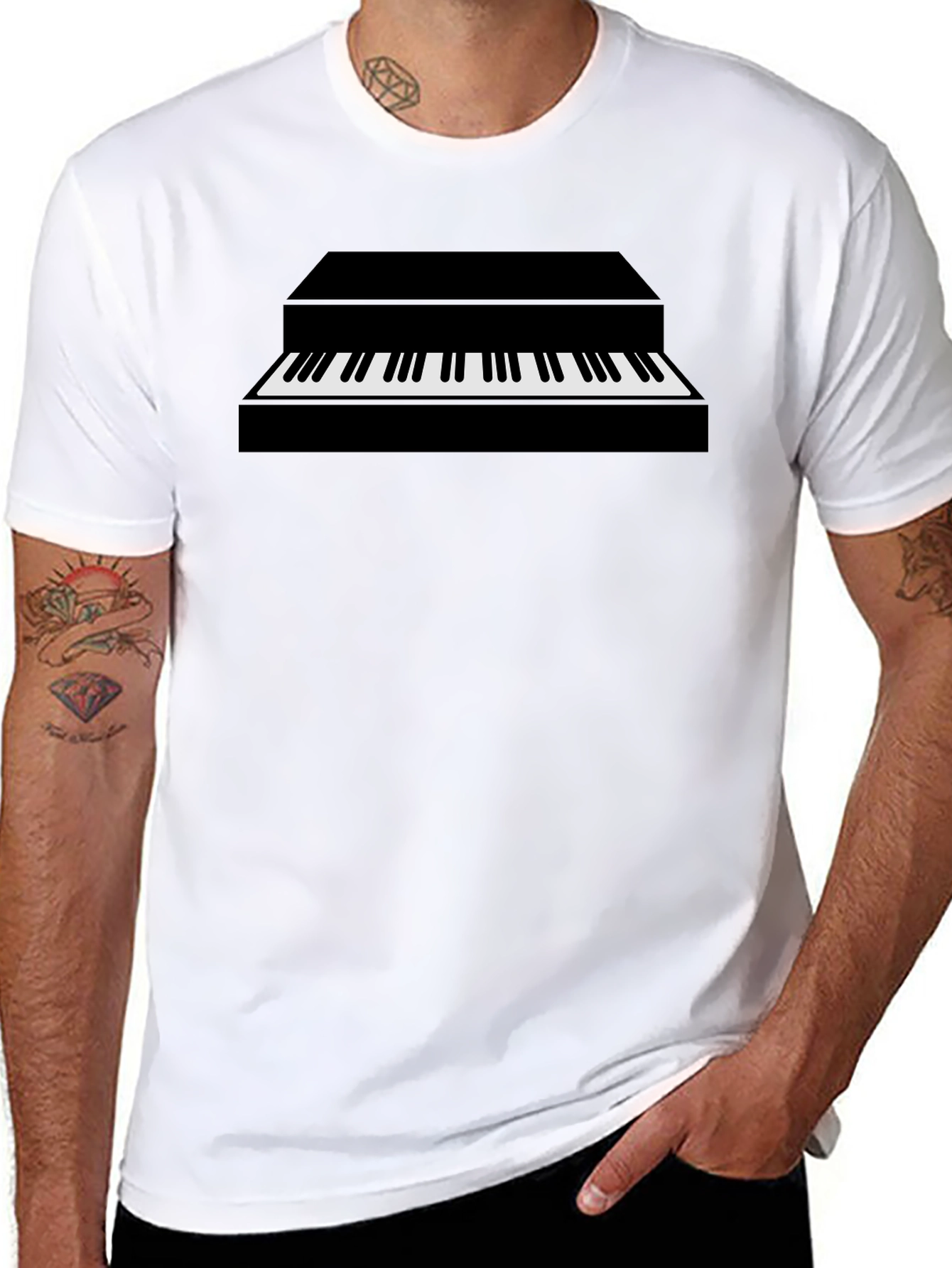 Piano Graphic Black Tee - Music Lovers Gift