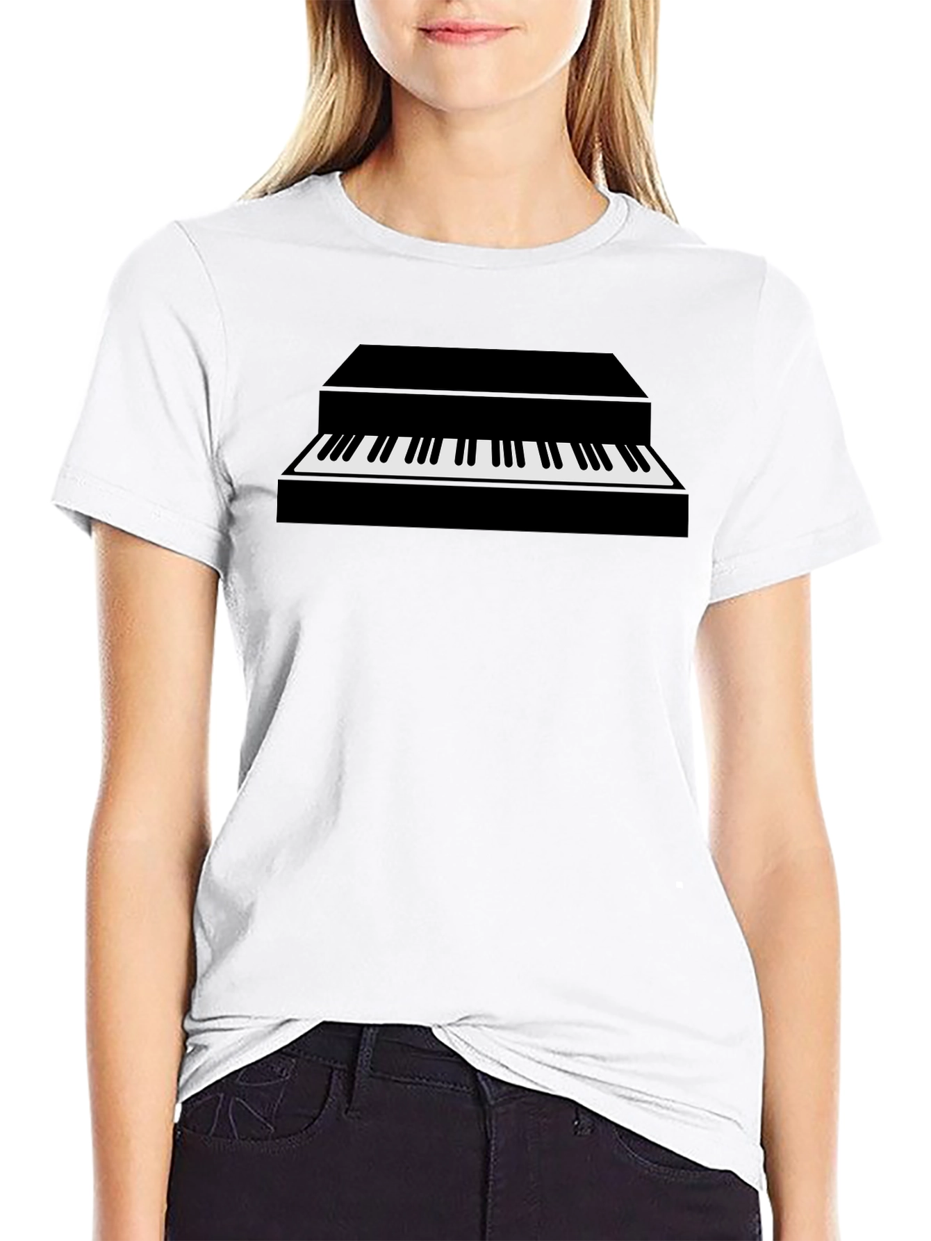 Piano Graphic Black Tee - Music Lovers Gift