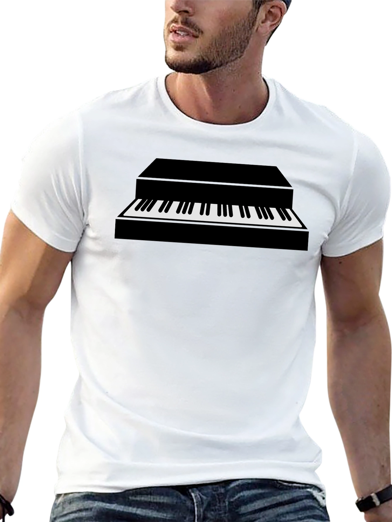 Piano Graphic Black Tee - Music Lovers Gift