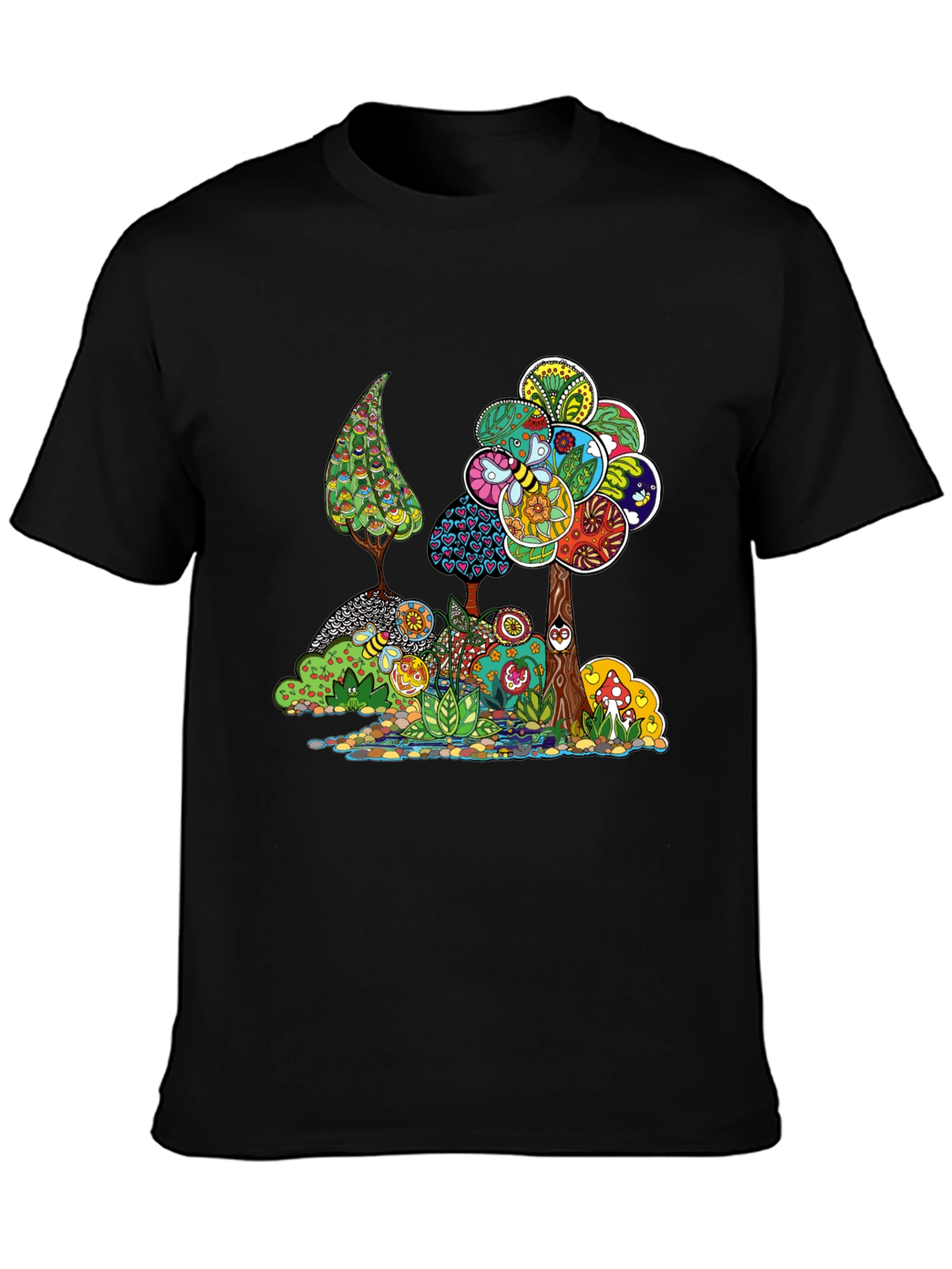 Psychedelic Tree Graphic Black T-Shirt