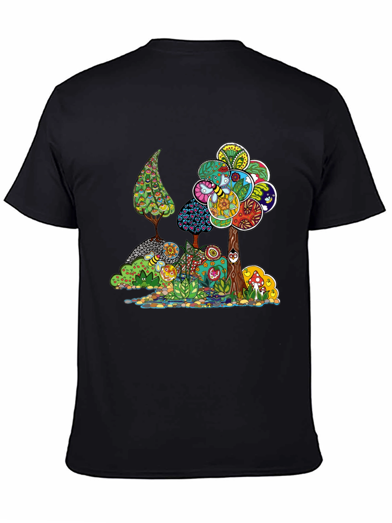Psychedelic Tree Graphic Black T-Shirt