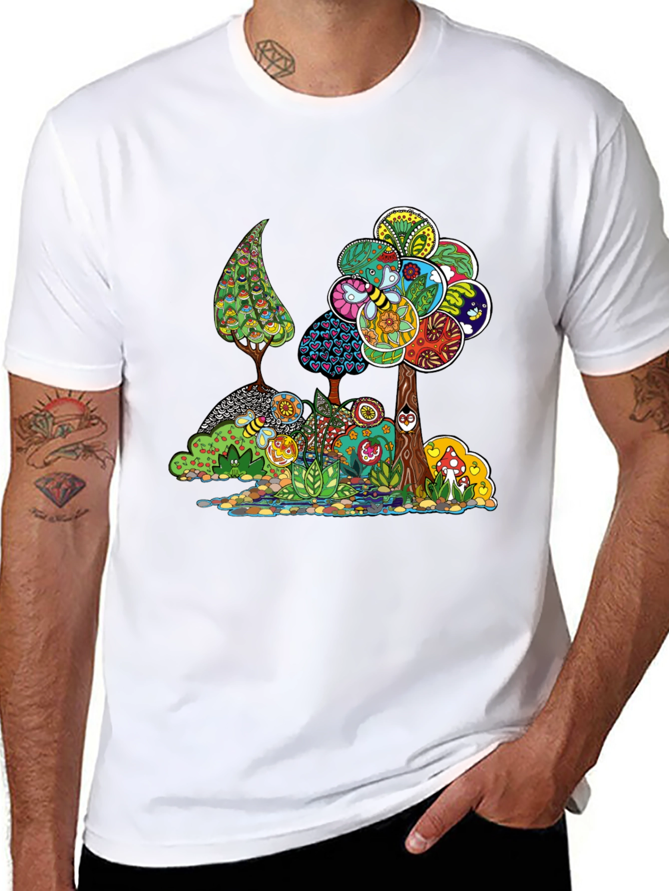 Psychedelic Tree Graphic Black T-Shirt
