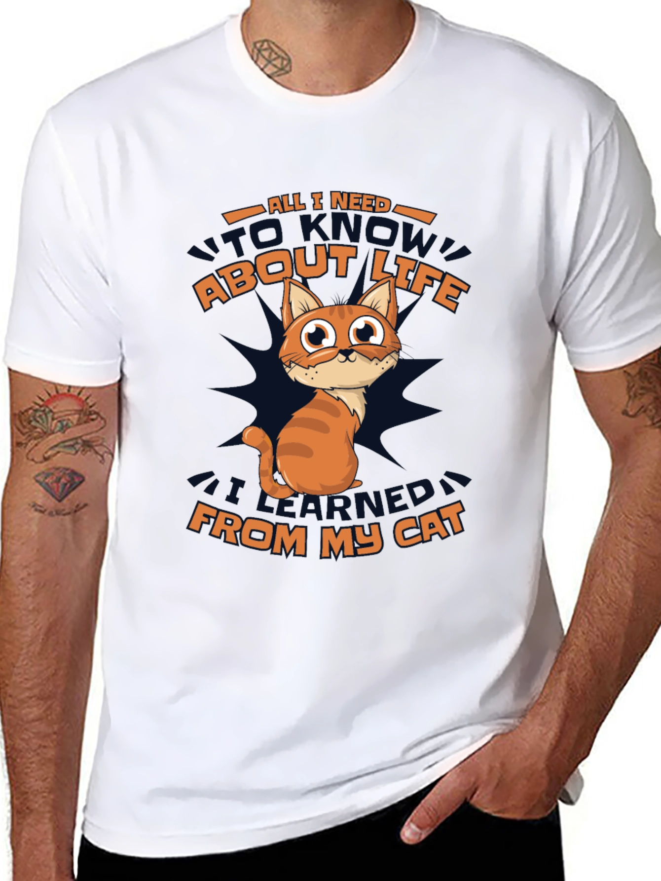 Funny Cat Wisdom Black T-Shirt