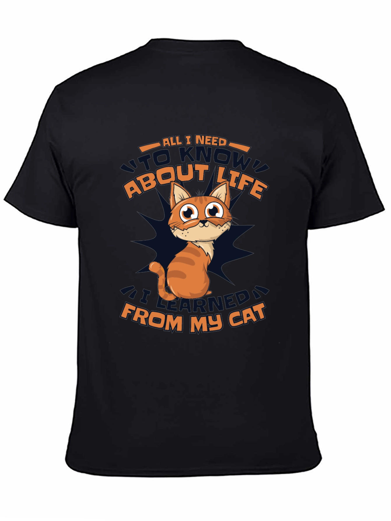 Funny Cat Wisdom Black T-Shirt