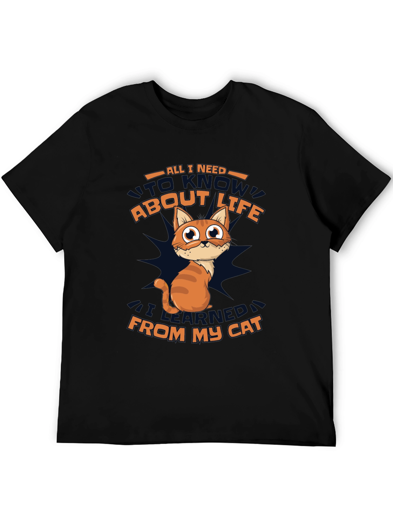 Funny Cat Wisdom Black T-Shirt