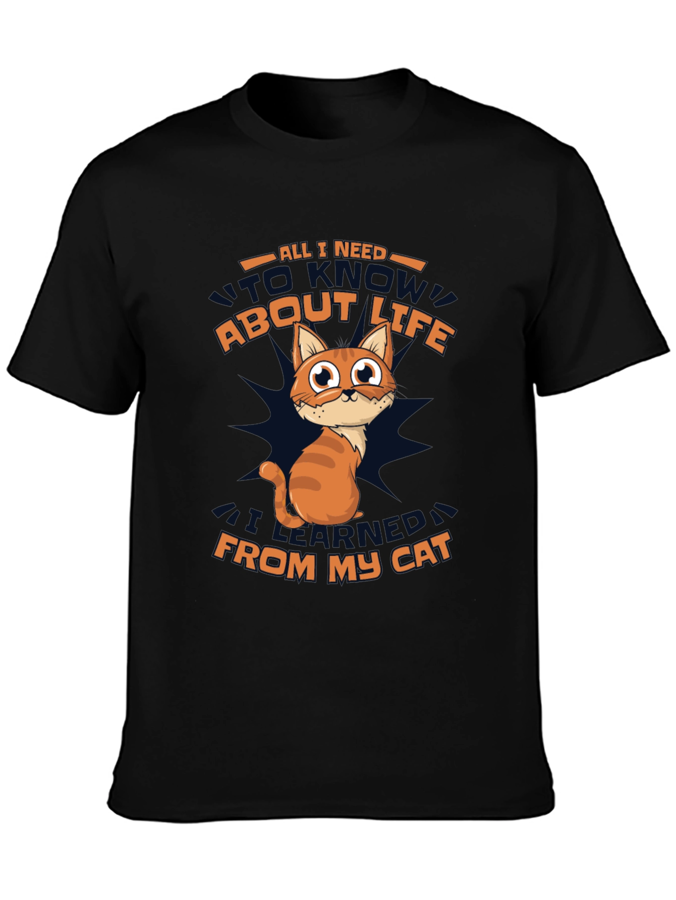Funny Cat Wisdom Black T-Shirt