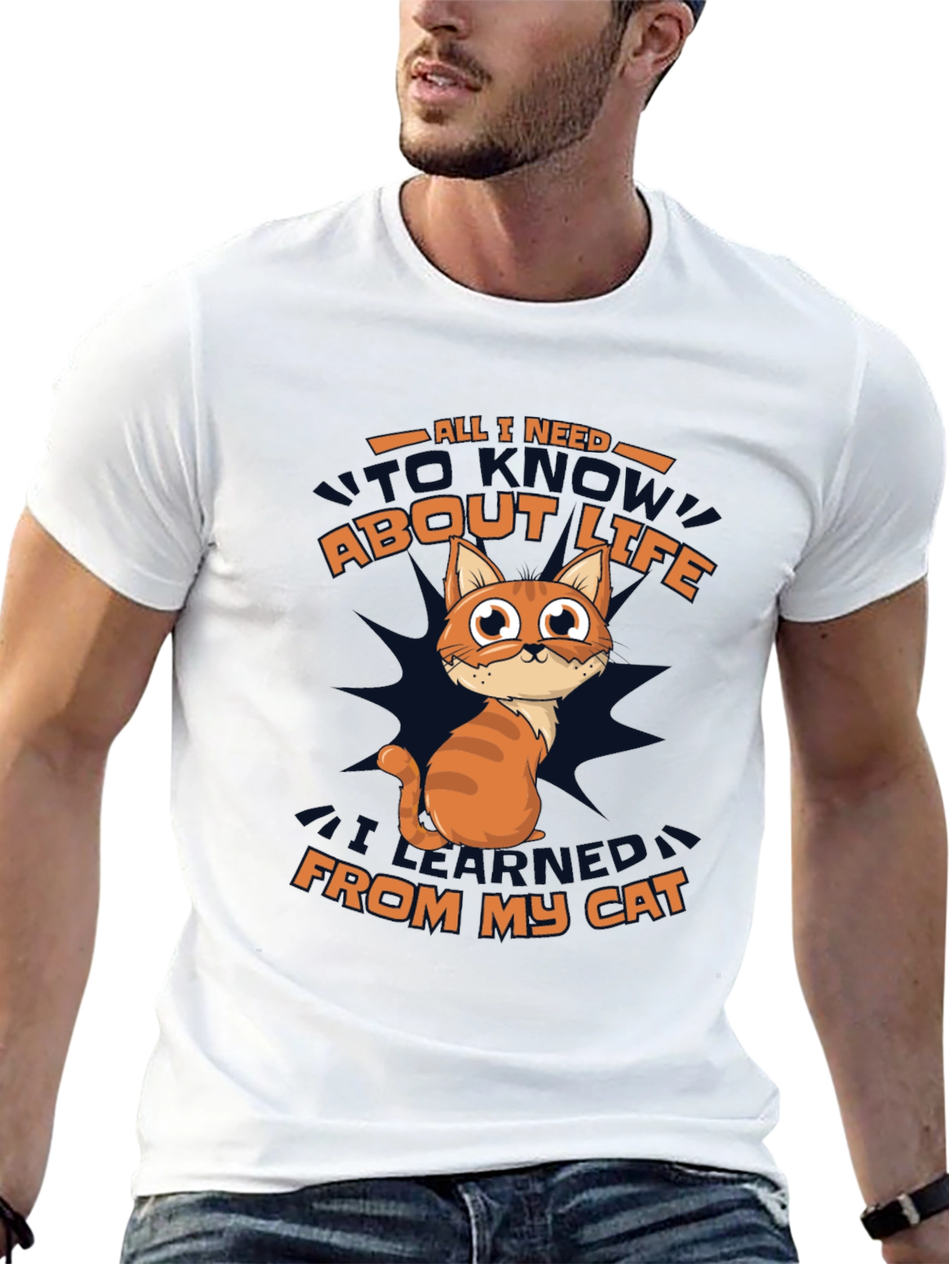Funny Cat Wisdom Black T-Shirt