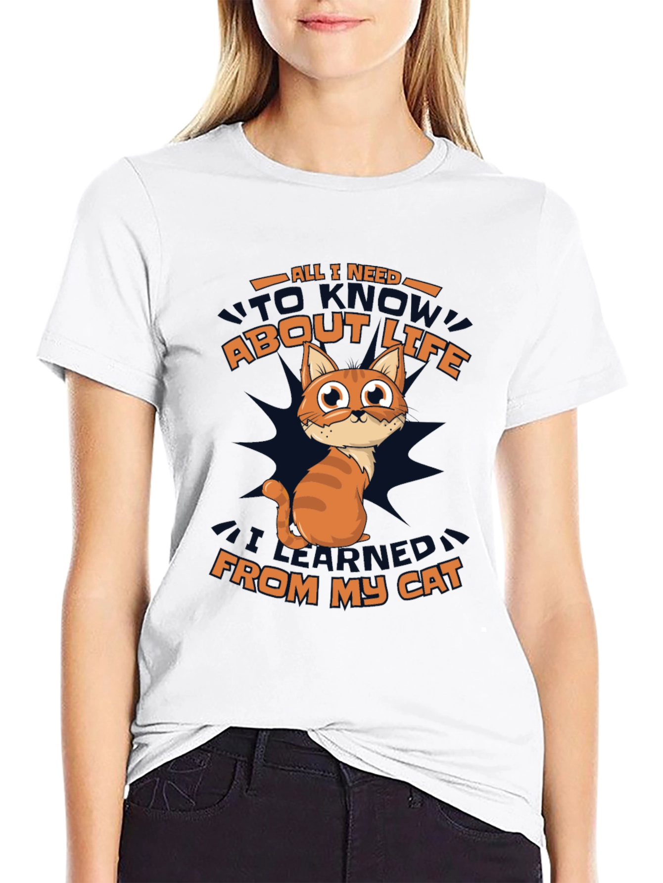 Funny Cat Wisdom Black T-Shirt
