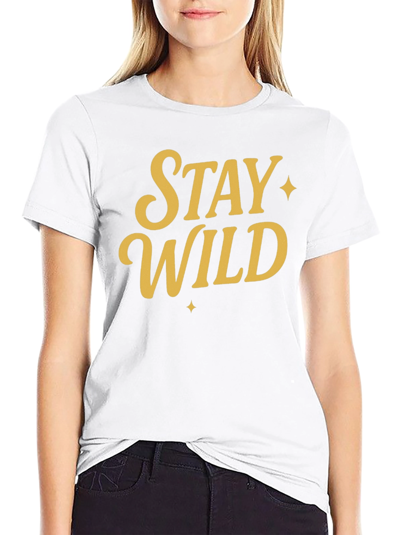 Stay Wild Graphic Tee - Black Cotton Shirt