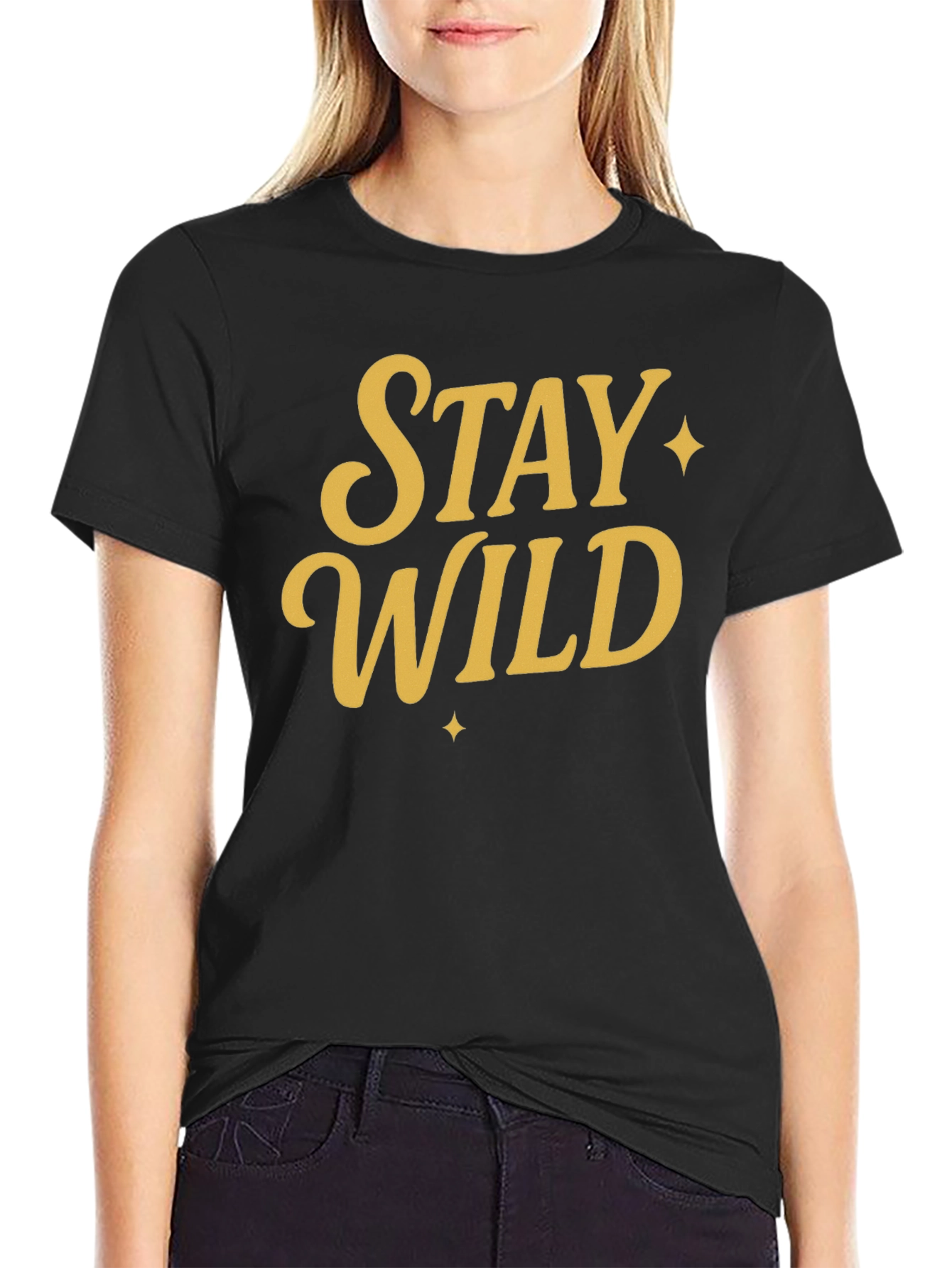 Stay Wild Graphic Tee - Black Cotton Shirt