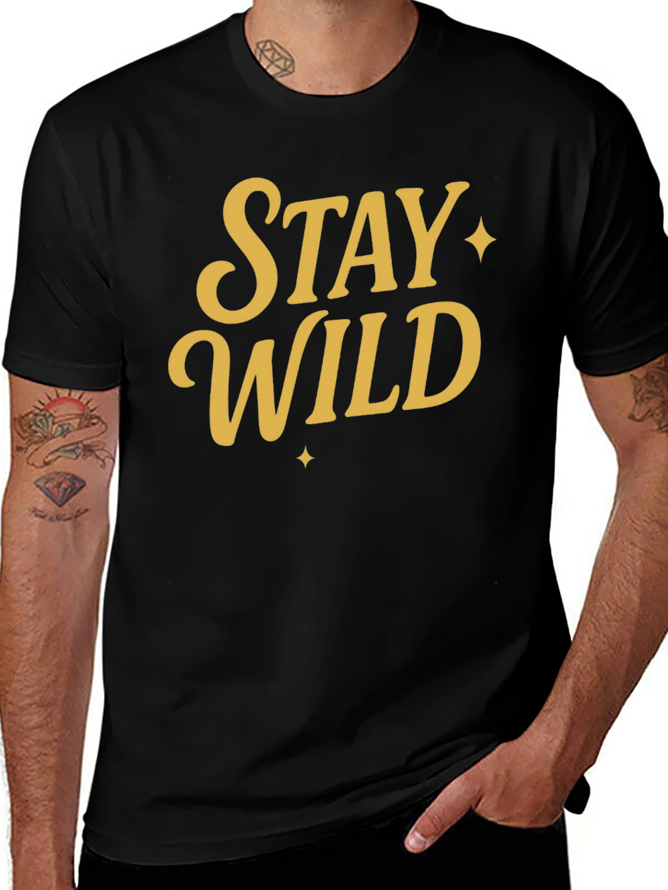Stay Wild Graphic Tee - Black Cotton Shirt