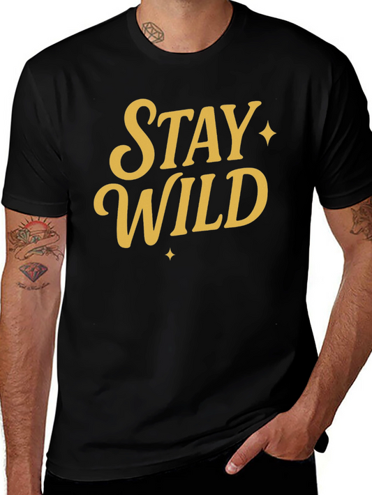 Stay Wild Graphic Tee - Black Cotton Shirt