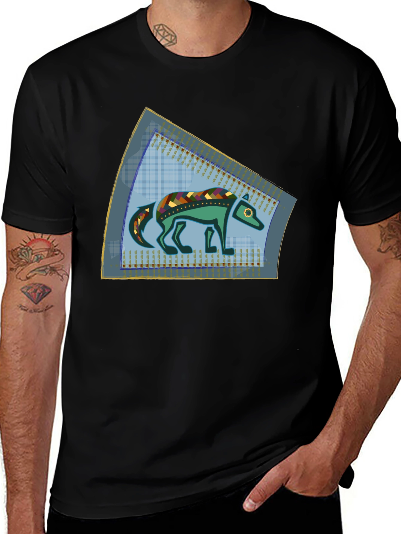 Stylized Wolf Graphic T-Shirt - Unique Design