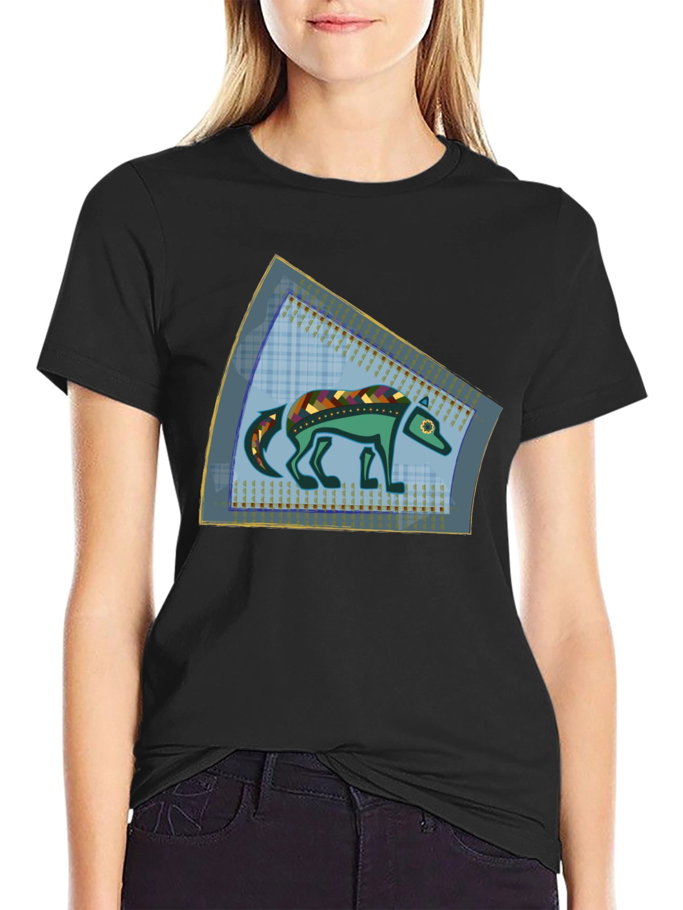 Stylized Wolf Graphic T-Shirt - Unique Design