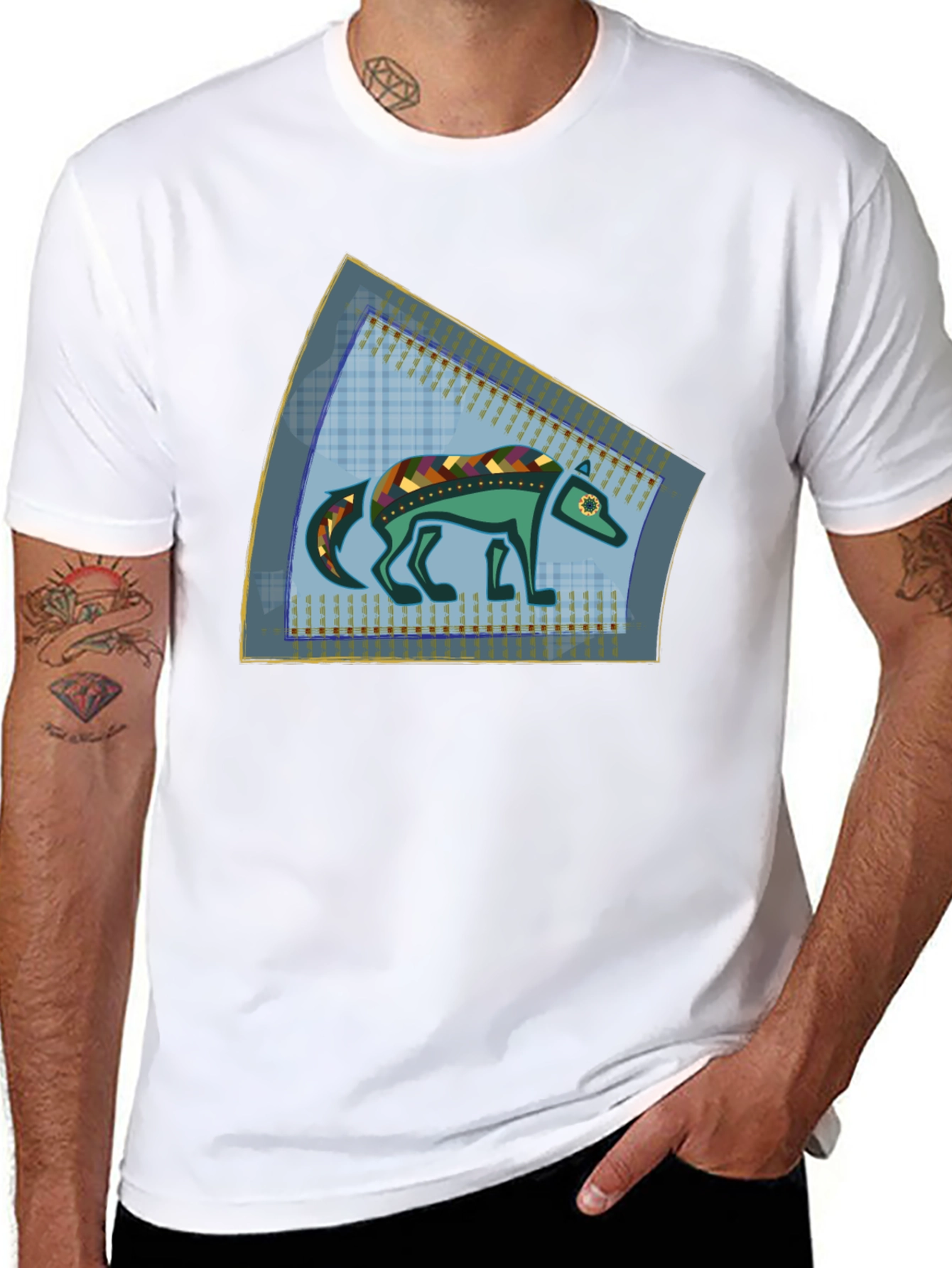 Stylized Wolf Graphic T-Shirt - Unique Design