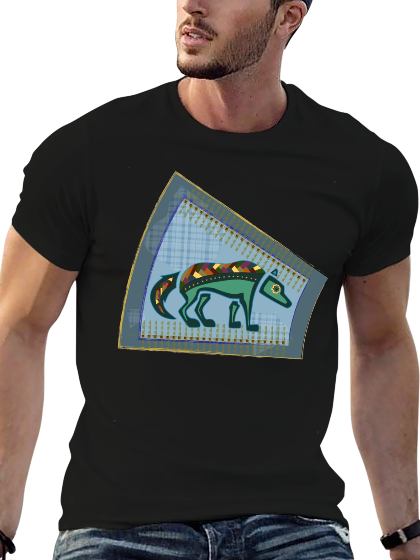 Stylized Wolf Graphic T-Shirt - Unique Design