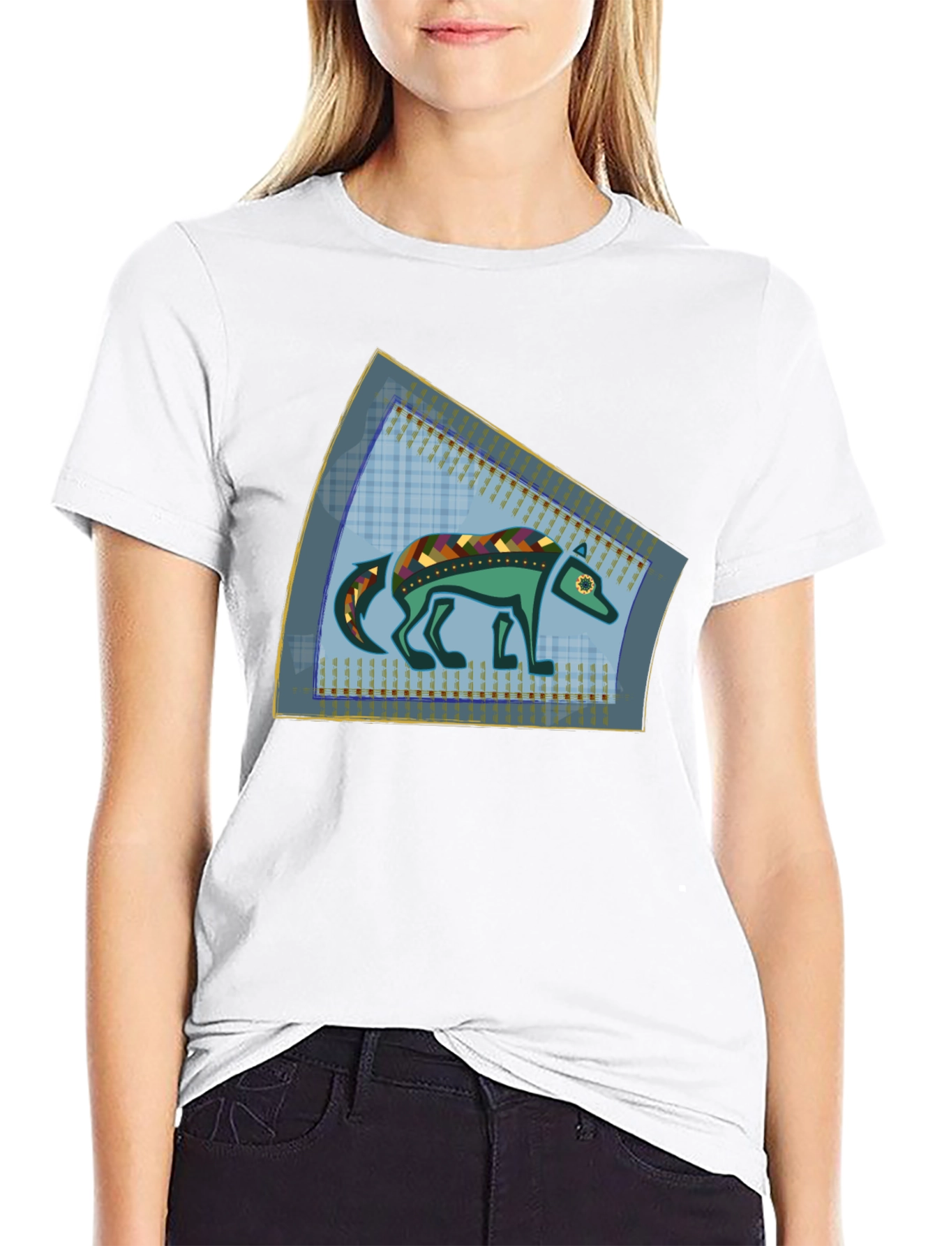 Stylized Wolf Graphic T-Shirt - Unique Design