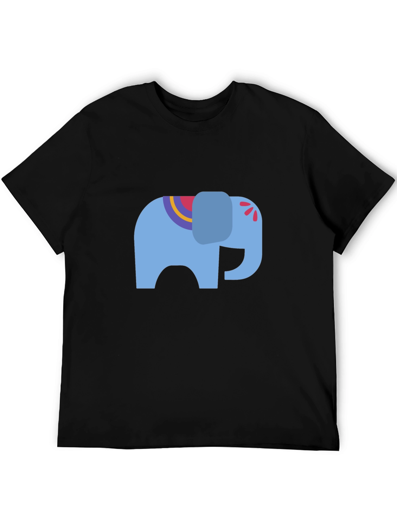 Black Tee with Blue Elephant Graphic