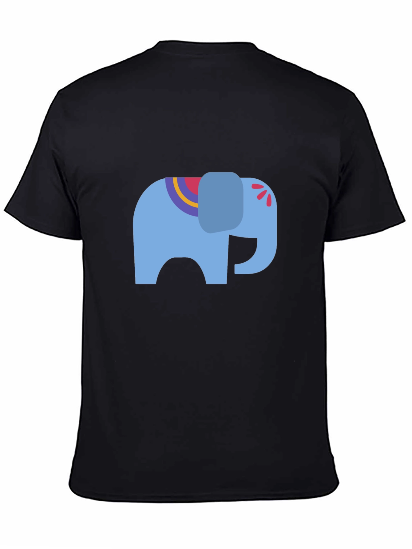 Black Tee with Blue Elephant Graphic