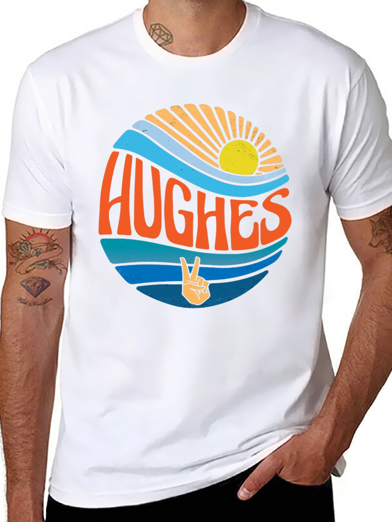 Hughes Retro Surf T-Shirt - Black