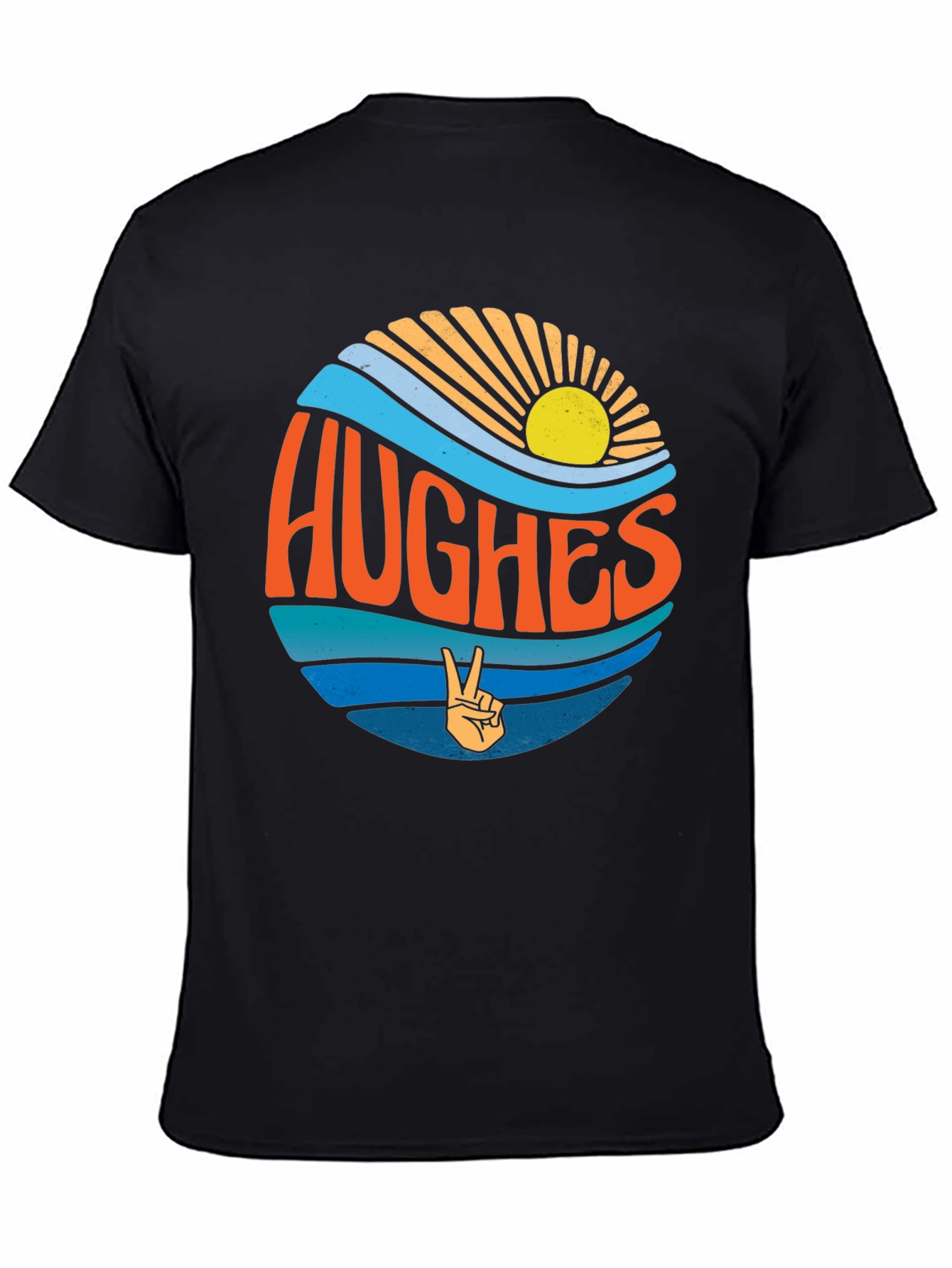 Hughes Retro Surf T-Shirt - Black