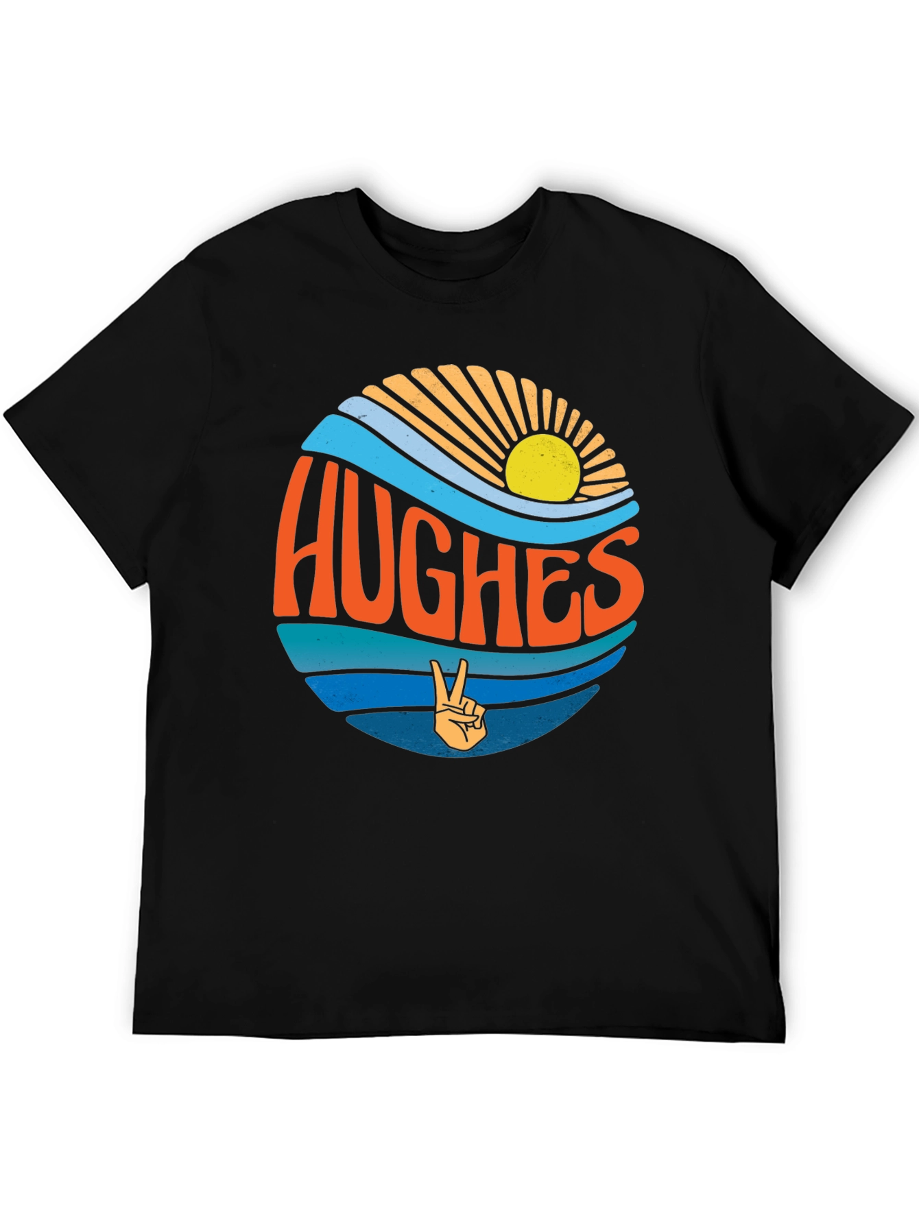 Hughes Retro Surf T-Shirt - Black