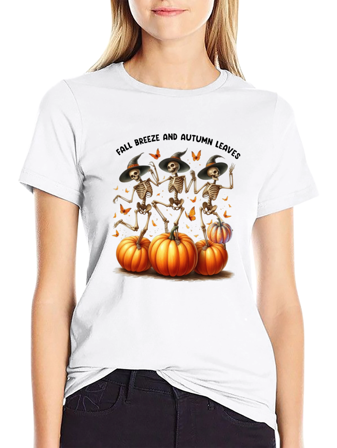 Halloween Skeleton & Pumpkins T-Shirt