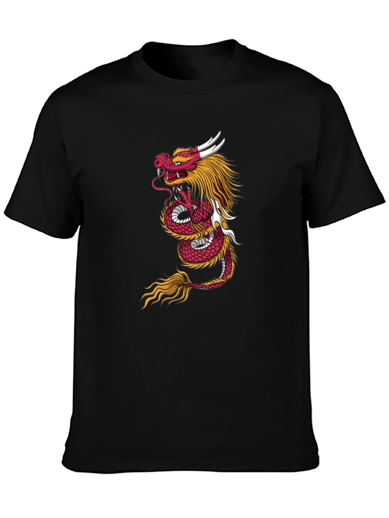 Black Tee with Dragon Graphic