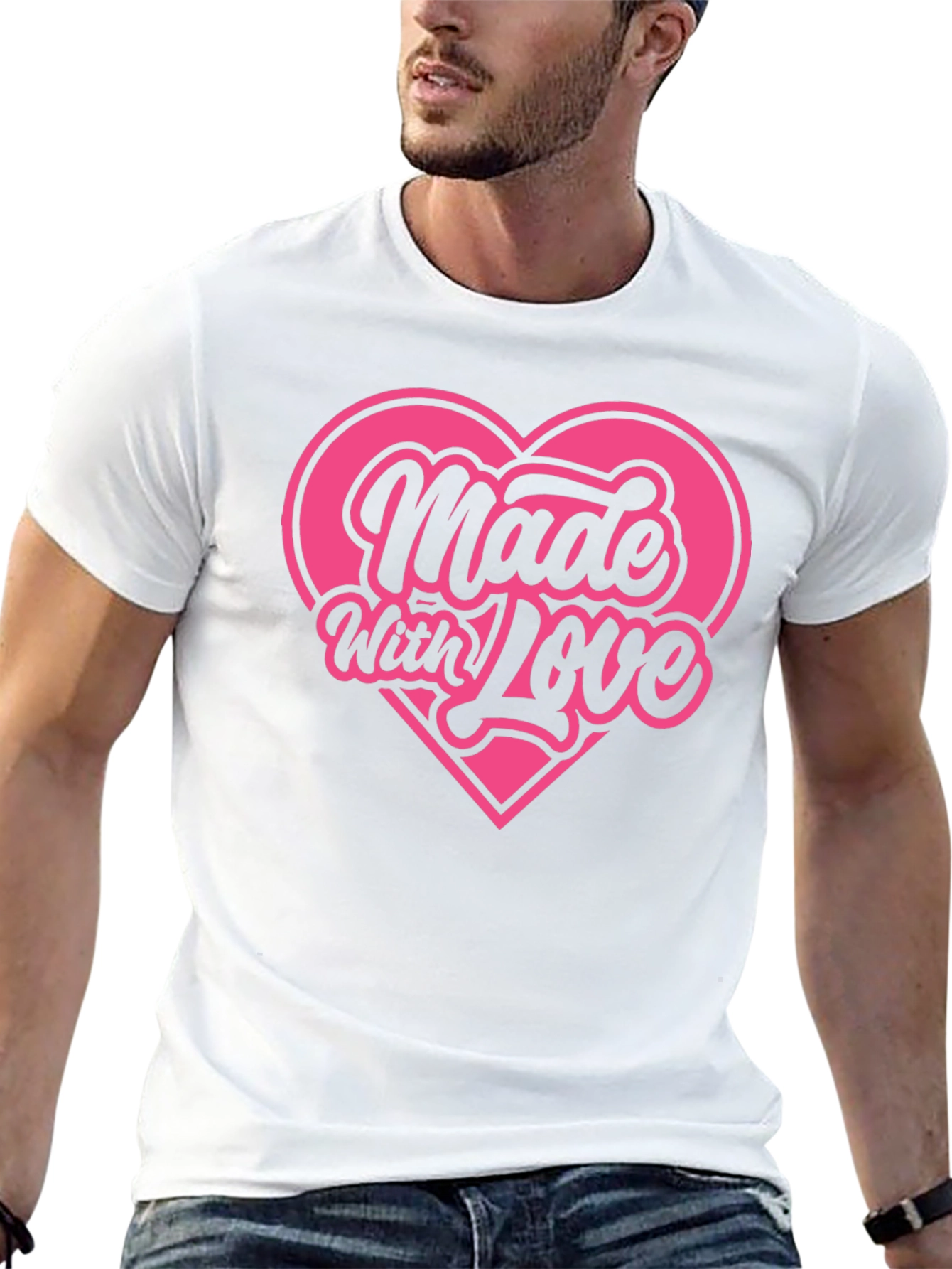 Made With Love Graphic Tee Pink Heart Shirt