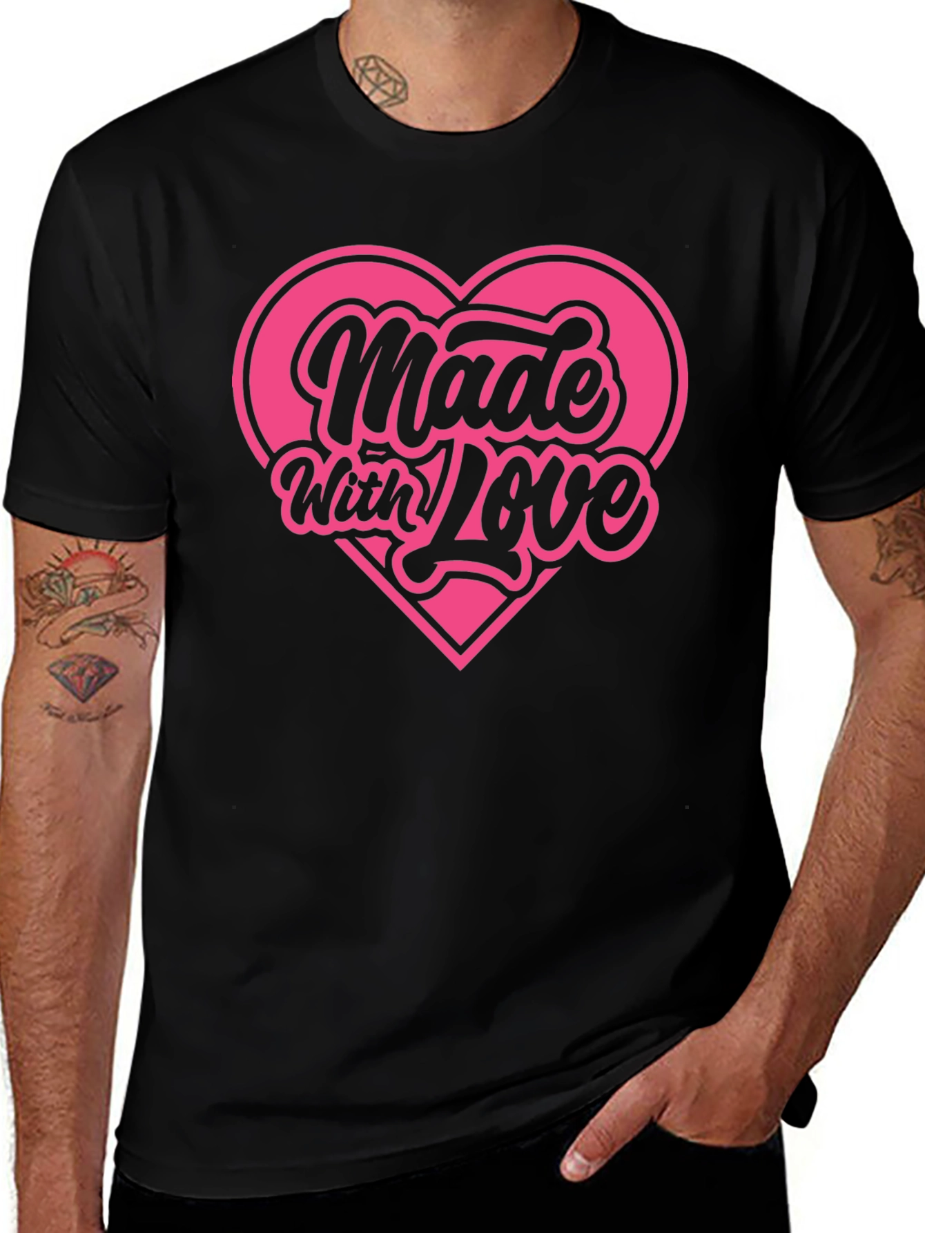 Made With Love Graphic Tee Pink Heart Shirt