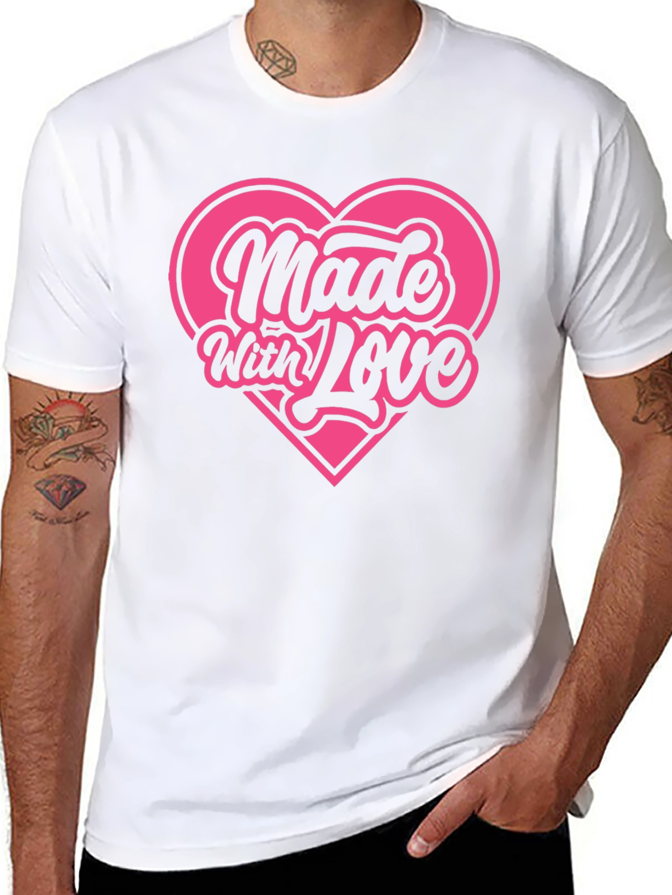 Made With Love Graphic Tee Pink Heart Shirt