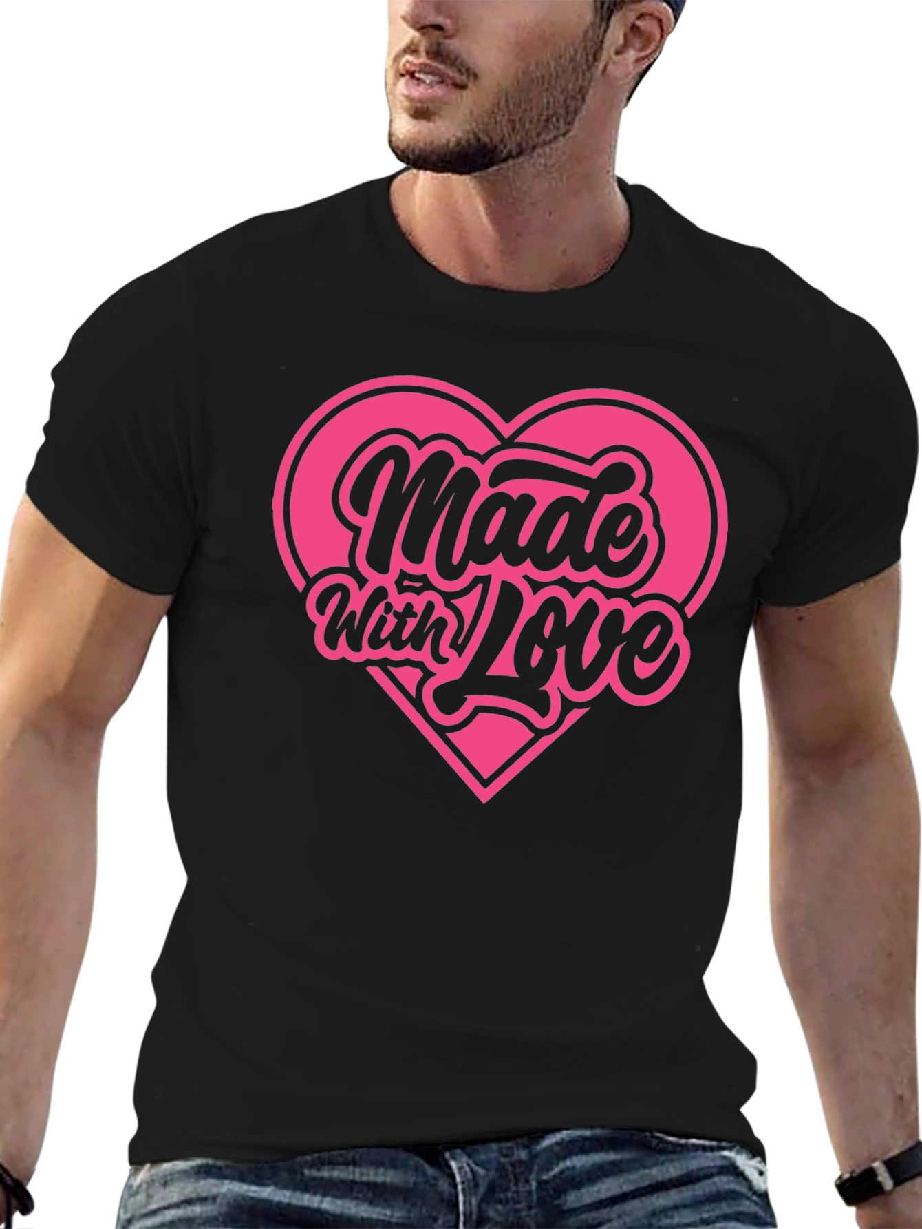 Made With Love Graphic Tee Pink Heart Shirt