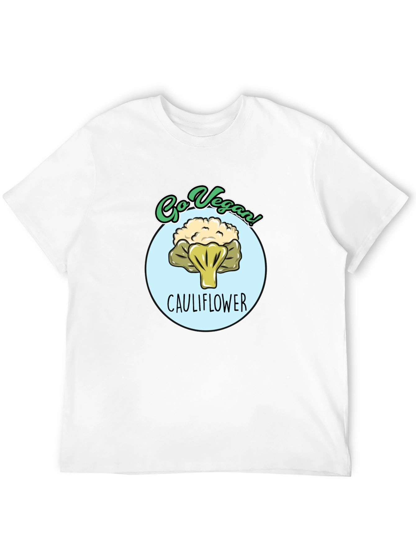 Go Vegan Cauliflower Graphic T-Shirt - Black