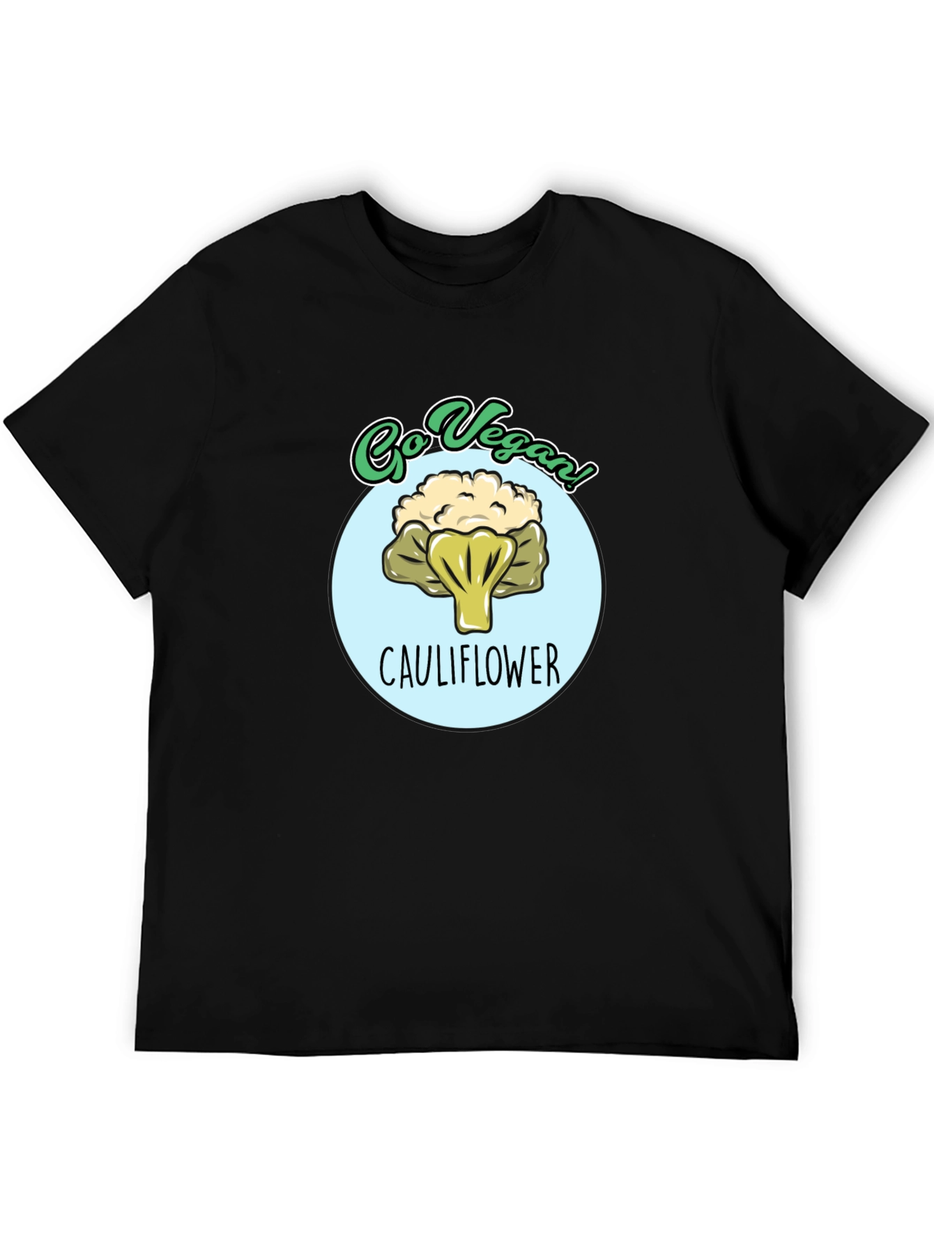 Go Vegan Cauliflower Graphic T-Shirt - Black