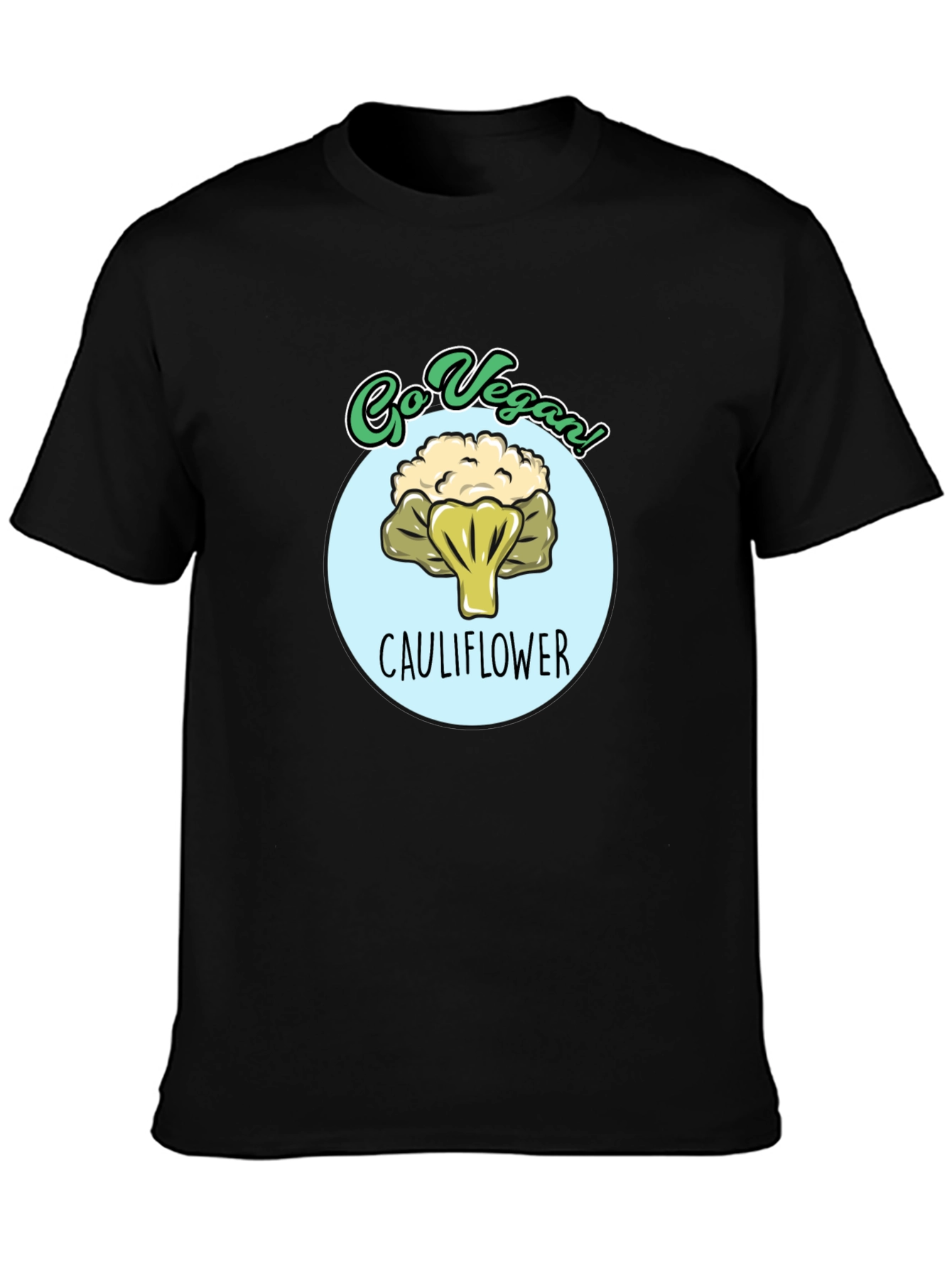 Go Vegan Cauliflower Graphic T-Shirt - Black