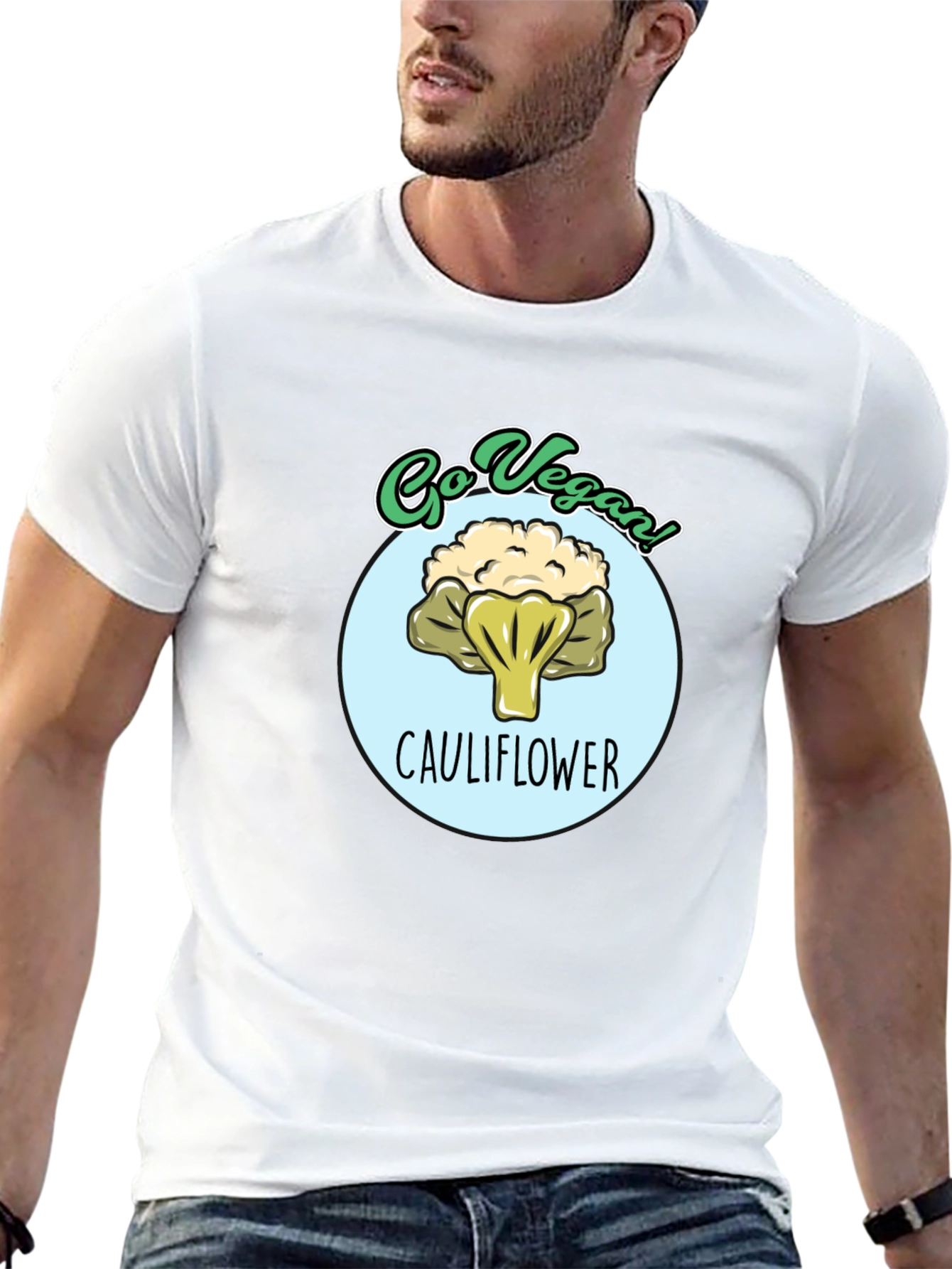 Go Vegan Cauliflower Graphic T-Shirt - Black