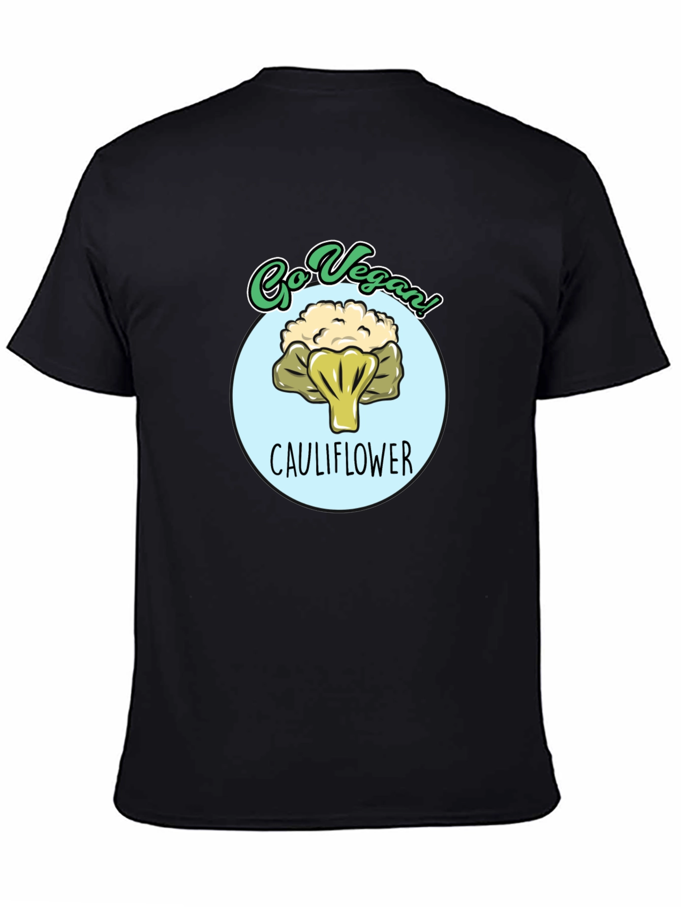 Go Vegan Cauliflower Graphic T-Shirt - Black