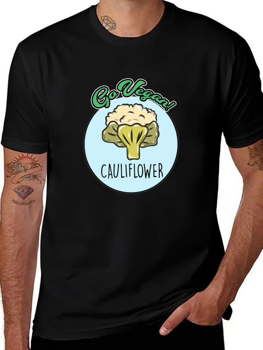 Go Vegan Cauliflower Graphic T-Shirt - Black