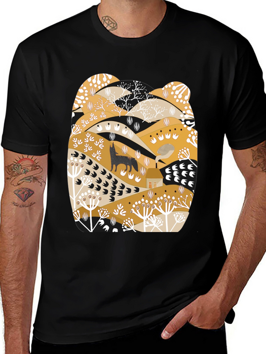 Wolf Landscape Graphic Tee - Black